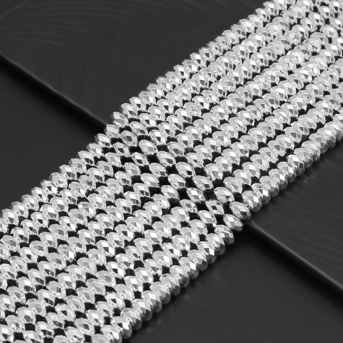Bright Silver Hematite-1x2/2x3/2x4/3x6/3x8/6x10mm Rondelle Smooth /Faceted , SKU#S3