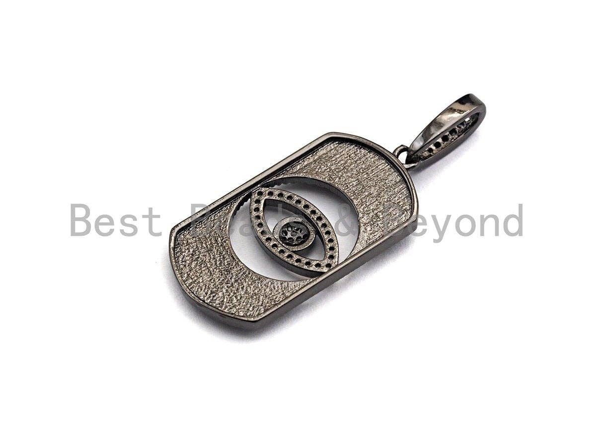 CZ Micro Pave Hollow out Evil Eye Oval Shaped Pendant/Charm, Cubic Zirconia Pendant Charm,17x33mm,sku#F911