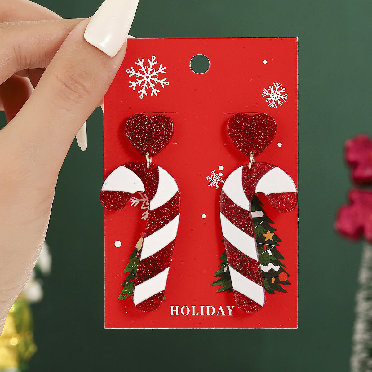 European And American Cross-Border Hot Selling New Christmas Pendant Earrings Cartoon Diamond Alloy Material Christmas Earrings Series Wholesale
