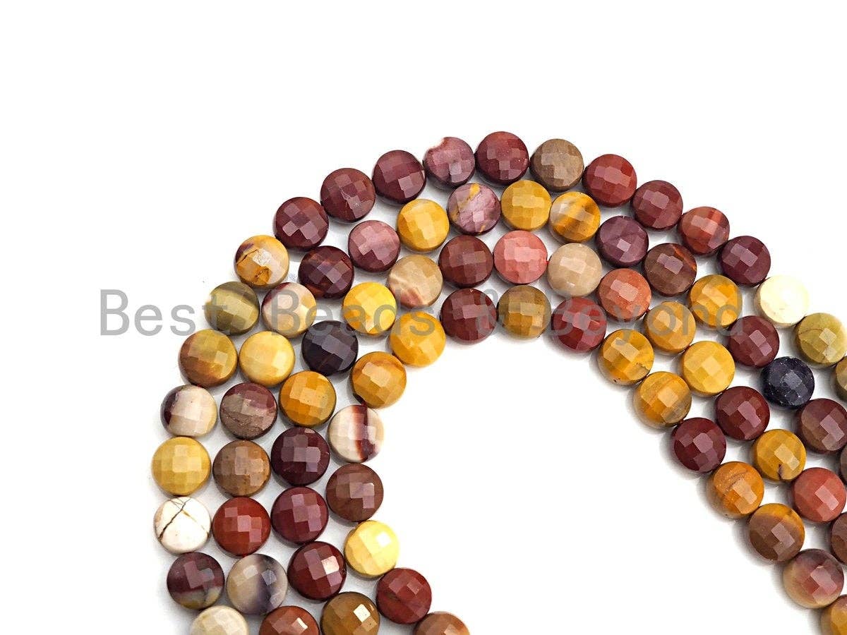 Natural Mookaite Double Sided Turtle Shell Cut Coin Shape beads, 6mm/8mm/10mm Checkerboard Cut Mookaite Beads, 15.5" Full strand, Sku#UA32
