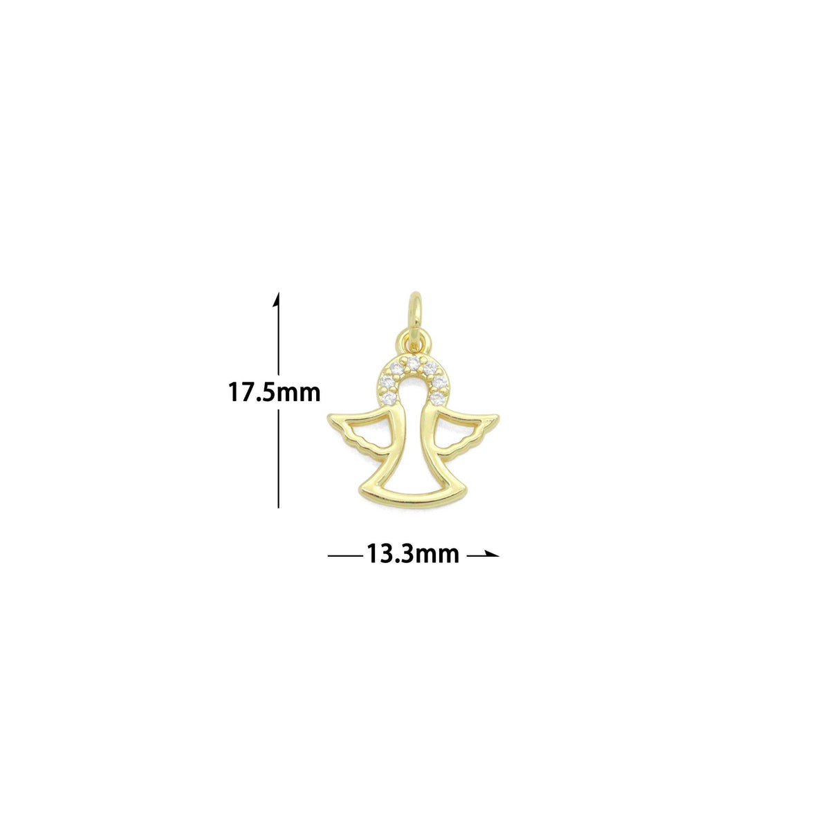 Clear CZ Gold Angel Charm Pendant,Sku#LD727