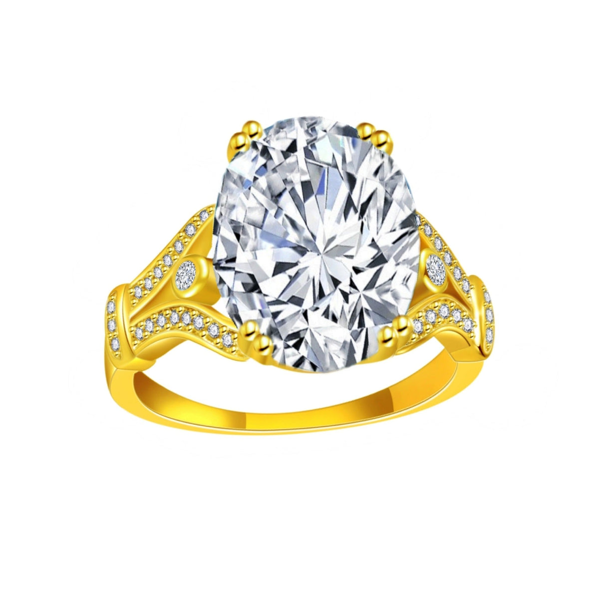 Goose Egg Diamond Creative Large Loose Stone 18k Gold-Plated Ring