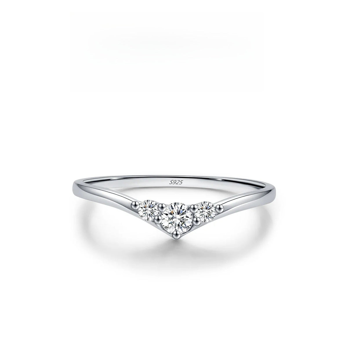 Geometric Arrow Stackable Engagement Ring in Sterling Silver with D-Color VVS1 Moissanite Accents