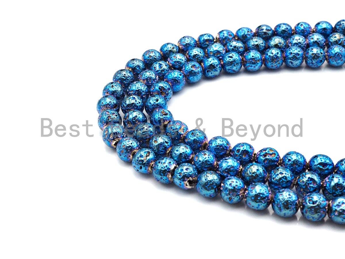 NEW COLOR!!! Plated Natural Lava Beads, , Lava Gemstone Beads, Sku#U871
