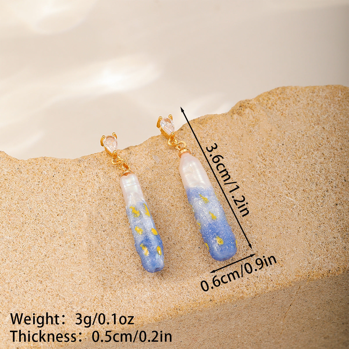 Vintage Long Bar Freshwater Pearl Earrings For Women