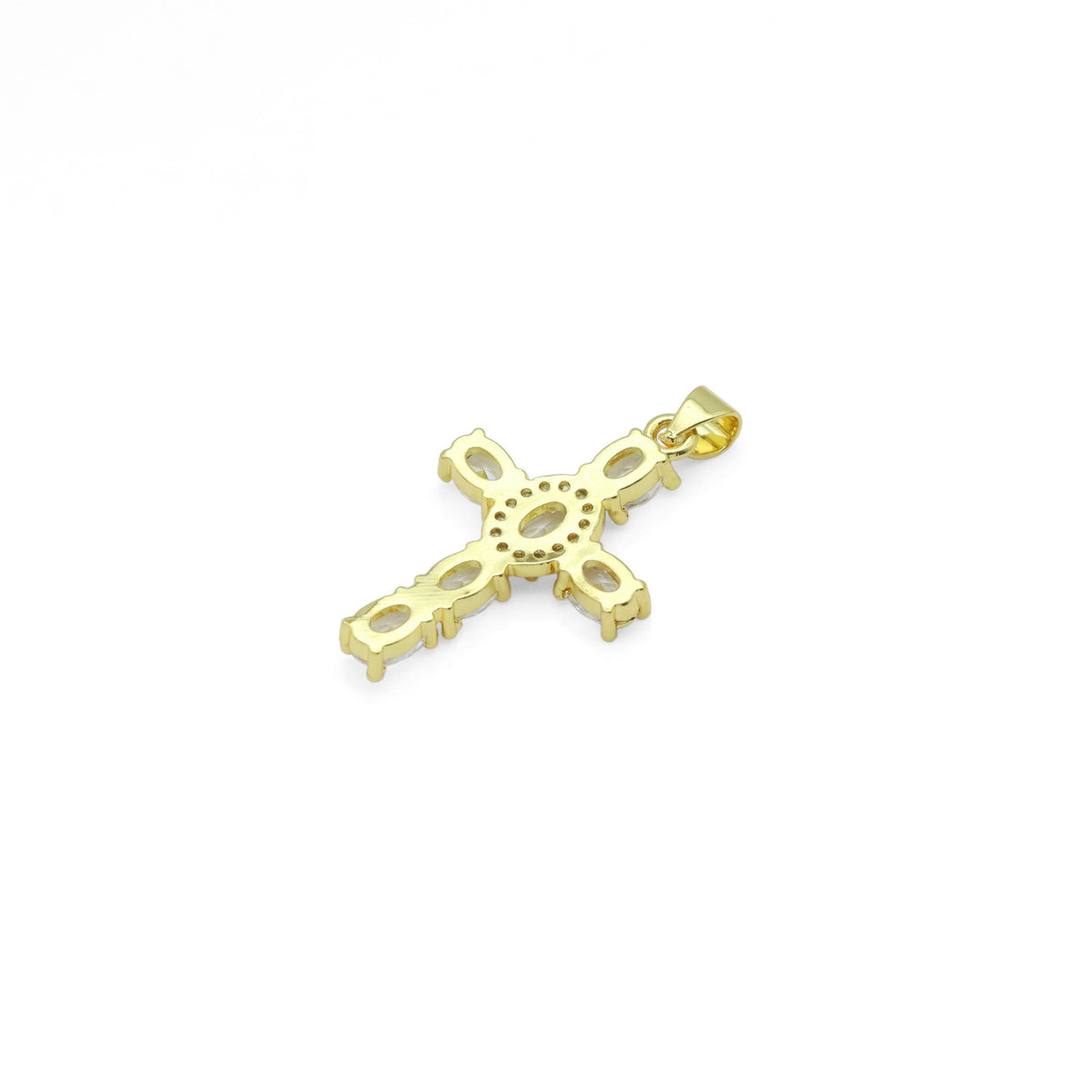 Clear Oval Crystal Cross Charm Pendant, Sku#LD632