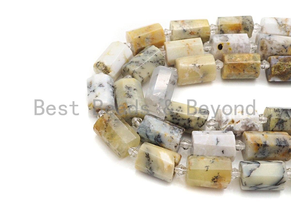 High Quality Natural Dentric Opal Cylinder Facted Beads, Natural Opal beads, 12x18mm, sku#U668