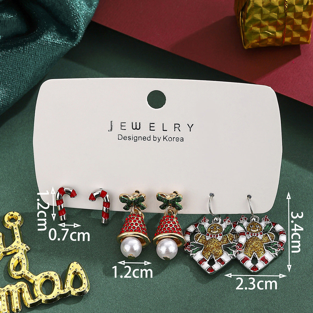 Cross-Border Personalized Christmas Alloy Earrings Christmas Hat Colorful Star Dot Diamond Christmas Tree Elk Gingerbread Man Earrings