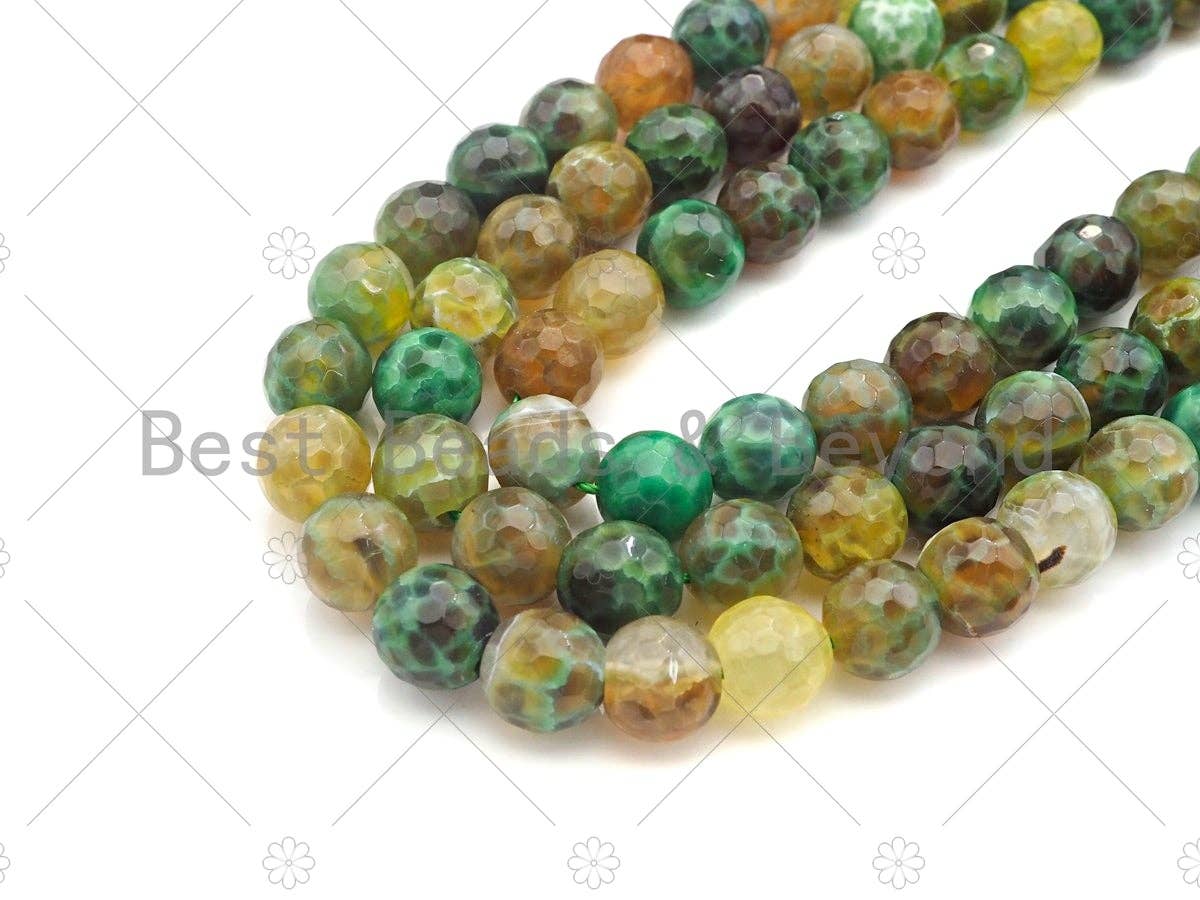 Natural Green Fire Agate Beads, 8mm/10mm/12mm Green Fire Agate, 15.5" Full Strand, Sku#UA102