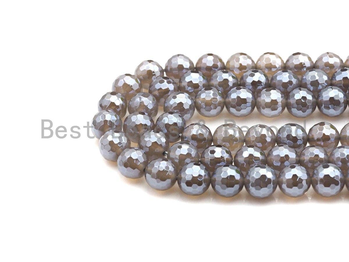 Mystic Faceted Agate Beads,6mm/8mm, Dark Champagne Color Agate Gemstone beads, 15.5" Full Strand,sku#UA63