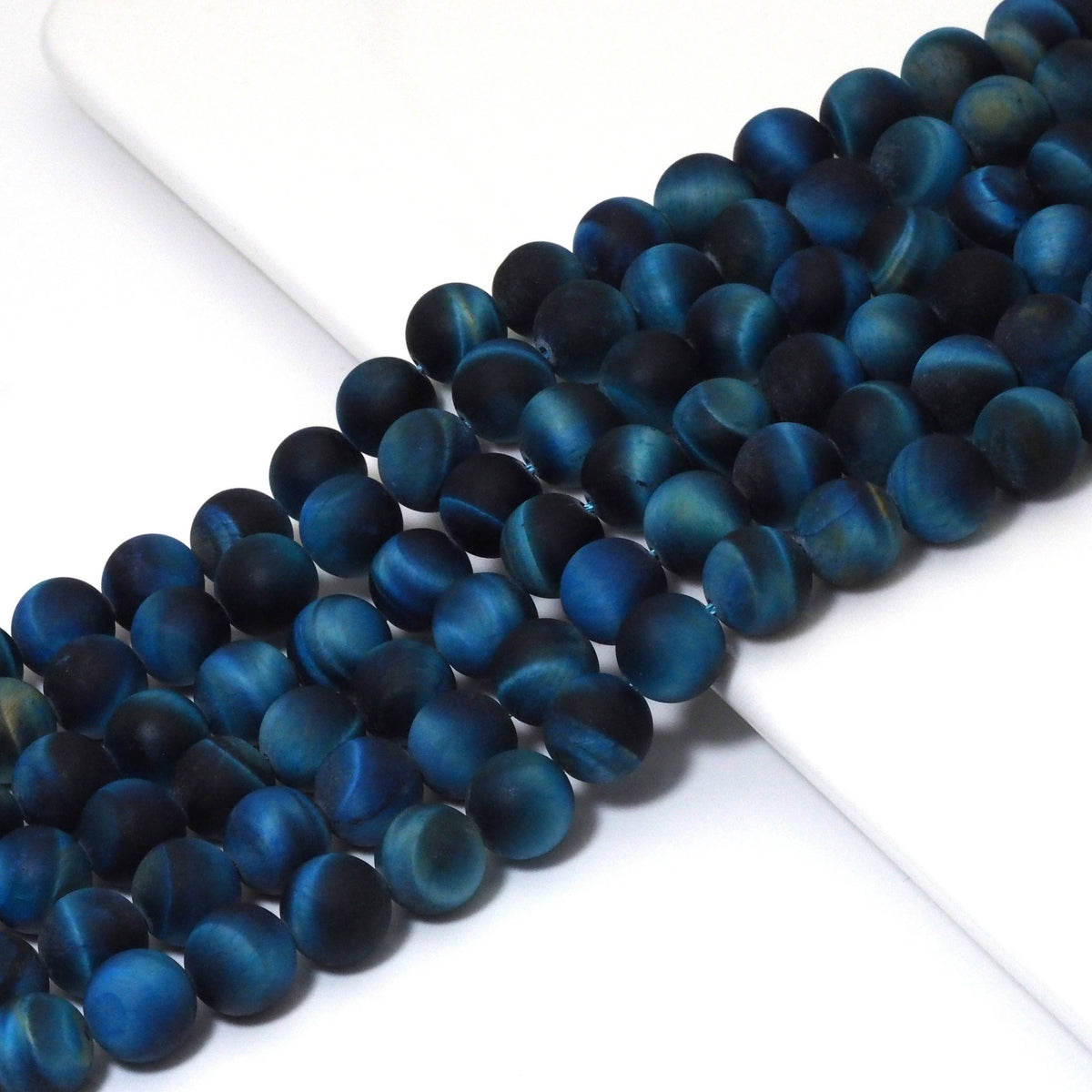 High Quality Blue Tiger Eye Matt Round Smooth Beads, 8mm/10m
