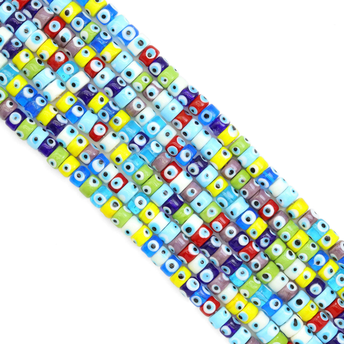 7x11mm Evil Eye Glaze Rondelle Beads, Sku#U1971