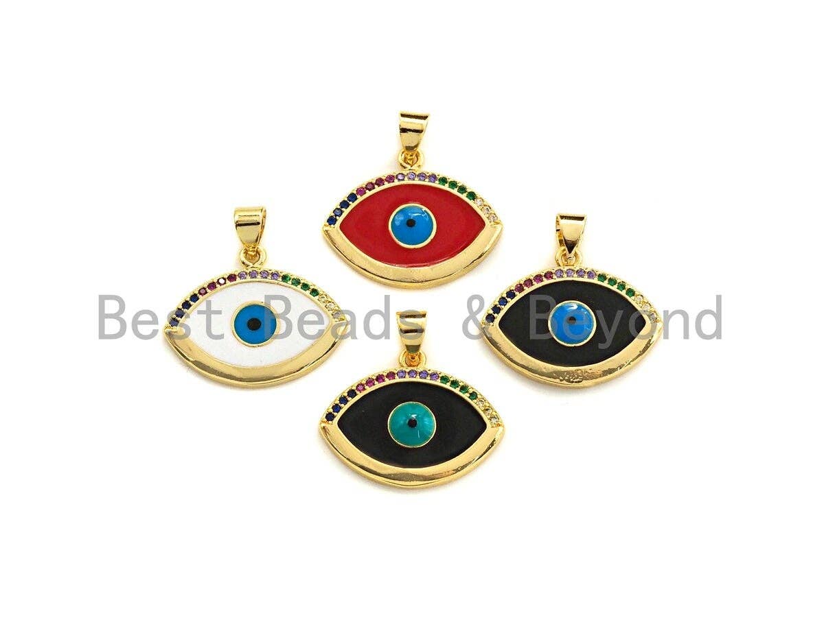 Enamel Colorful Evil Eye Pendant,CZ Micro Pave Oil Drop pendant,Enamel pendant,Enamel Jewelry,21x18mm,sku#F1035