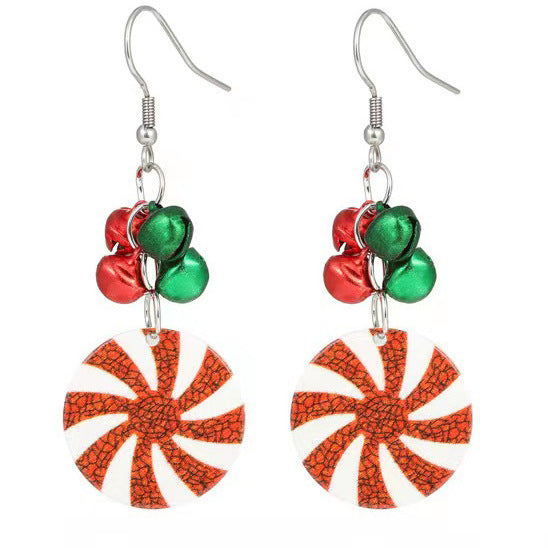 European And American Cross-border Fashion Christmas Earrings Cute Cartoon Christmas Tree Bells Bulbs Snowflake Alloy Earrings