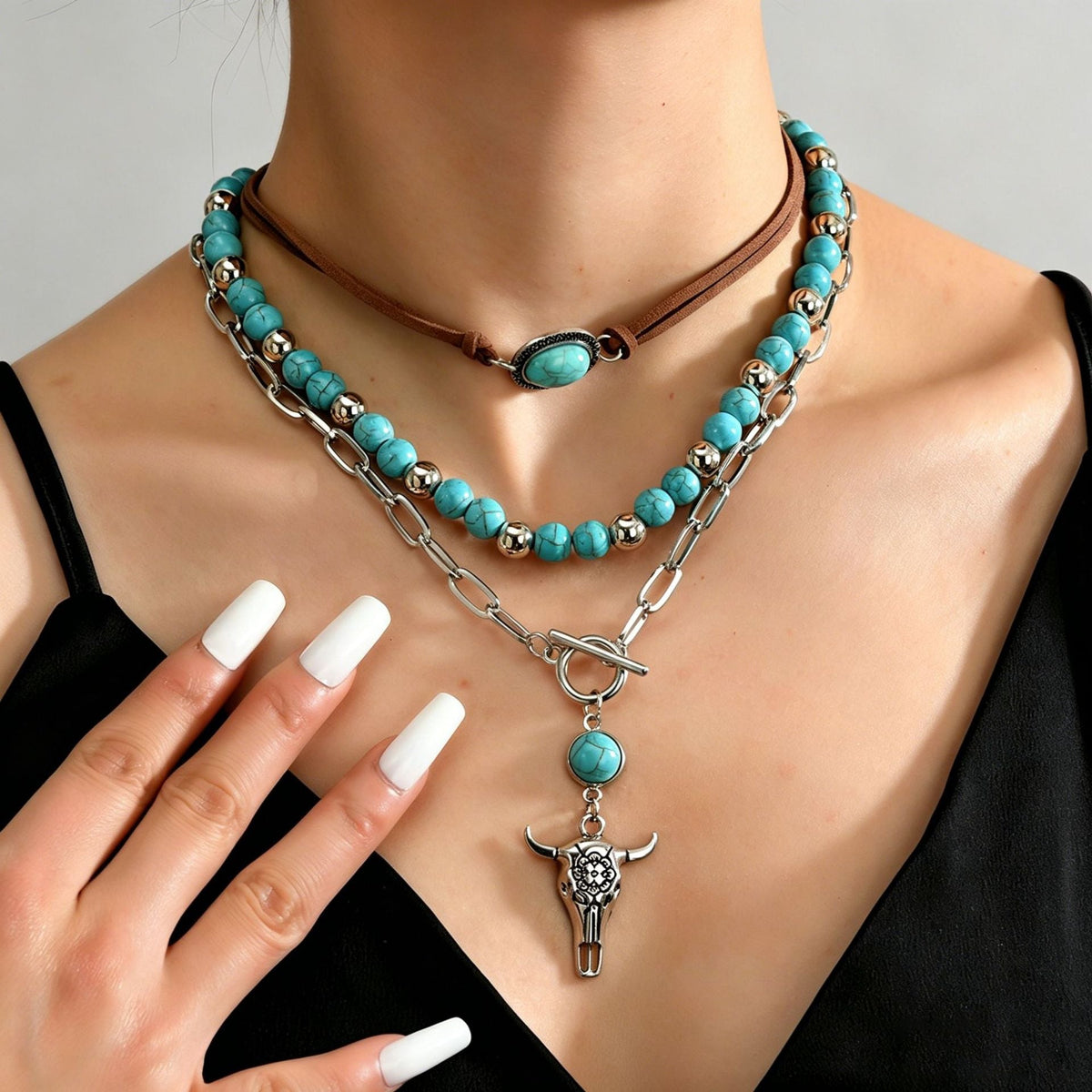 Fashionable Western-style Turquoise Jewelry Set