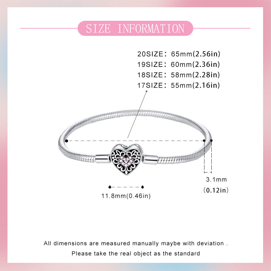 925-Silver-Plated Woven Heart Basic Bracelet Fashionable And Minimalist