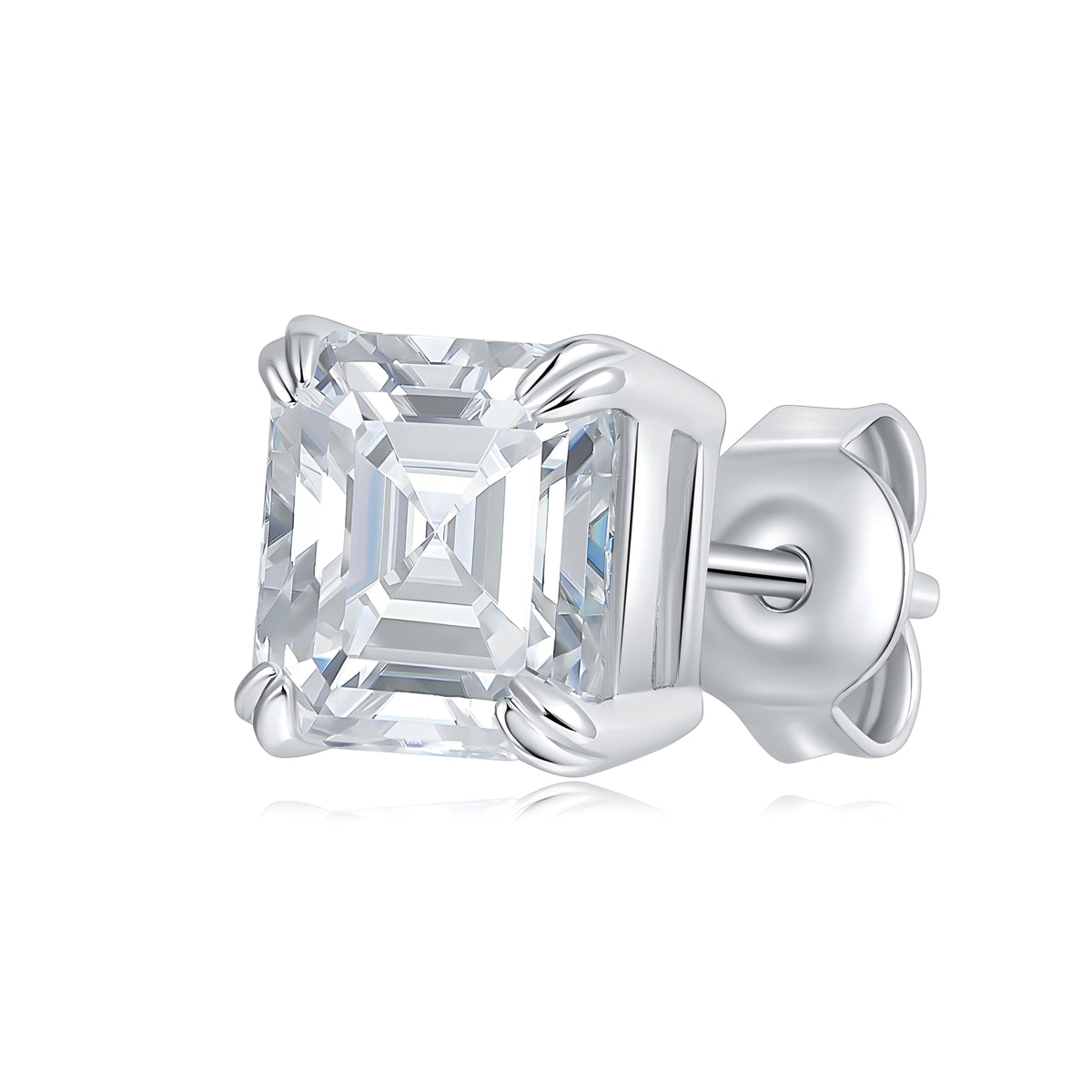 S925 Sterling Silver 6x8mm Emerald Cut Moissanite Stud Earrings  Octagon Solitaire With GRA Certificate Platinum Plated Jewelry Gift Box Set For Women & Men
