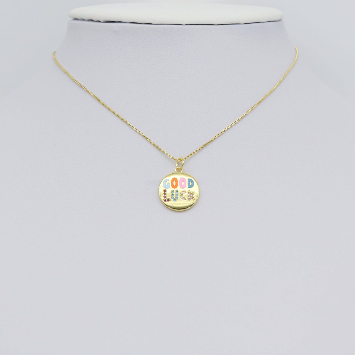 CZ Colorful Enamel Good Luck Coin Charm, Sku#LX442