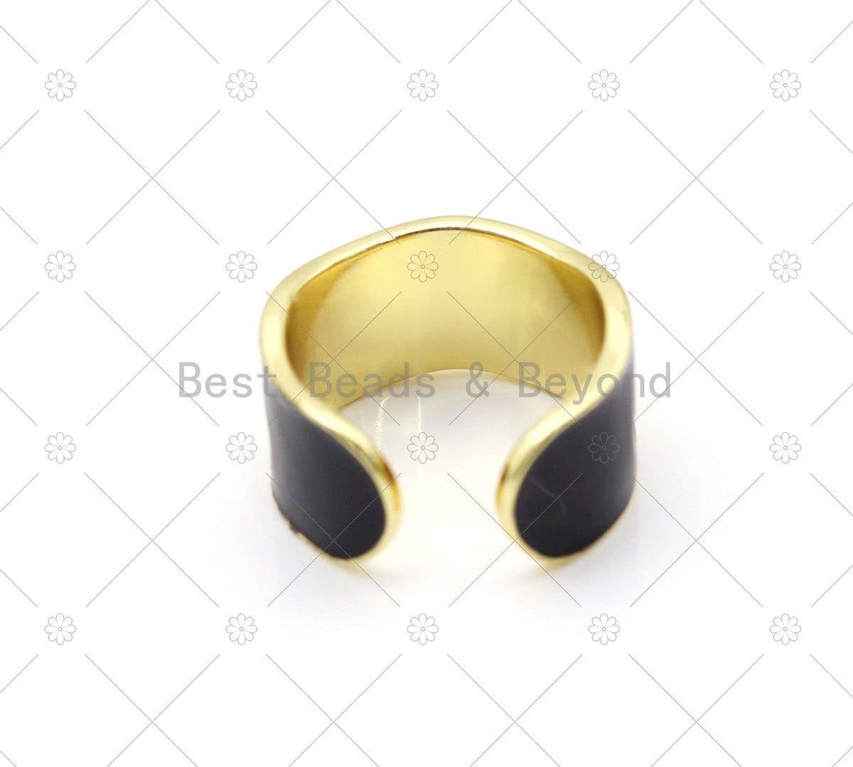 Enamel Heart On Enamel Band Adjustable Ring, Sku#O83