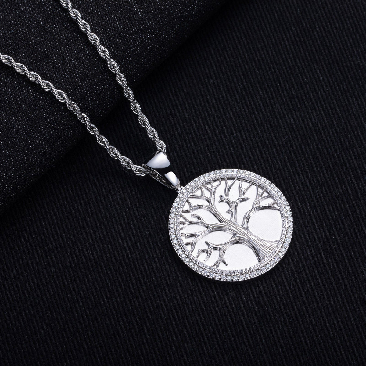 Minimalist Light-Luxury Copper Pendant With Diamonds Christmas Tree Design