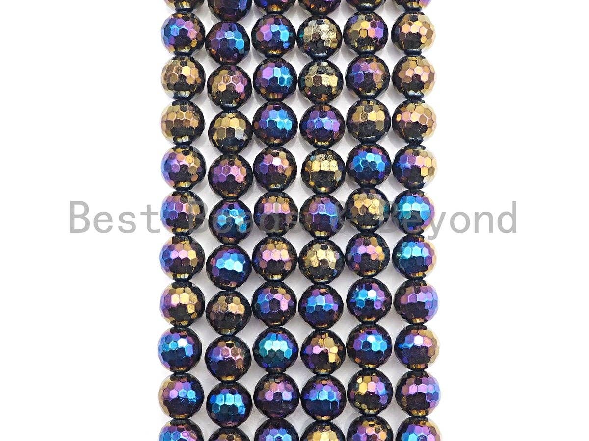 Mystic AB Color Black Onyx beads, Natural Gemstone Beads, 6mm/8mm/10mm/12mm, 15.5" Full Strand, sku#U751