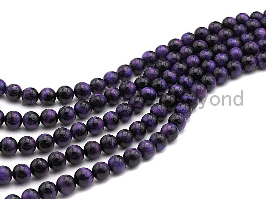 Quality Natural Purple Tiger Eye Round Beads, 4mm/6mm/8mm/10mm/12mm/14mm, Purple Tiger Eye Gemstone Beads, 15.5'' strand, SKU#U66