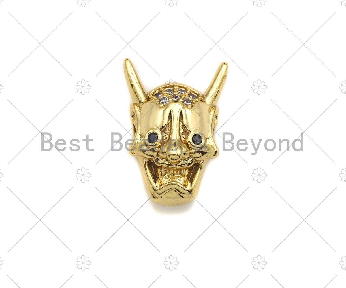 CZ Micro Pave Evil Goblin Head Bead, Men's Jewelry Findings, CZ Pave beads, 9x11x15mm, sku#LK90
