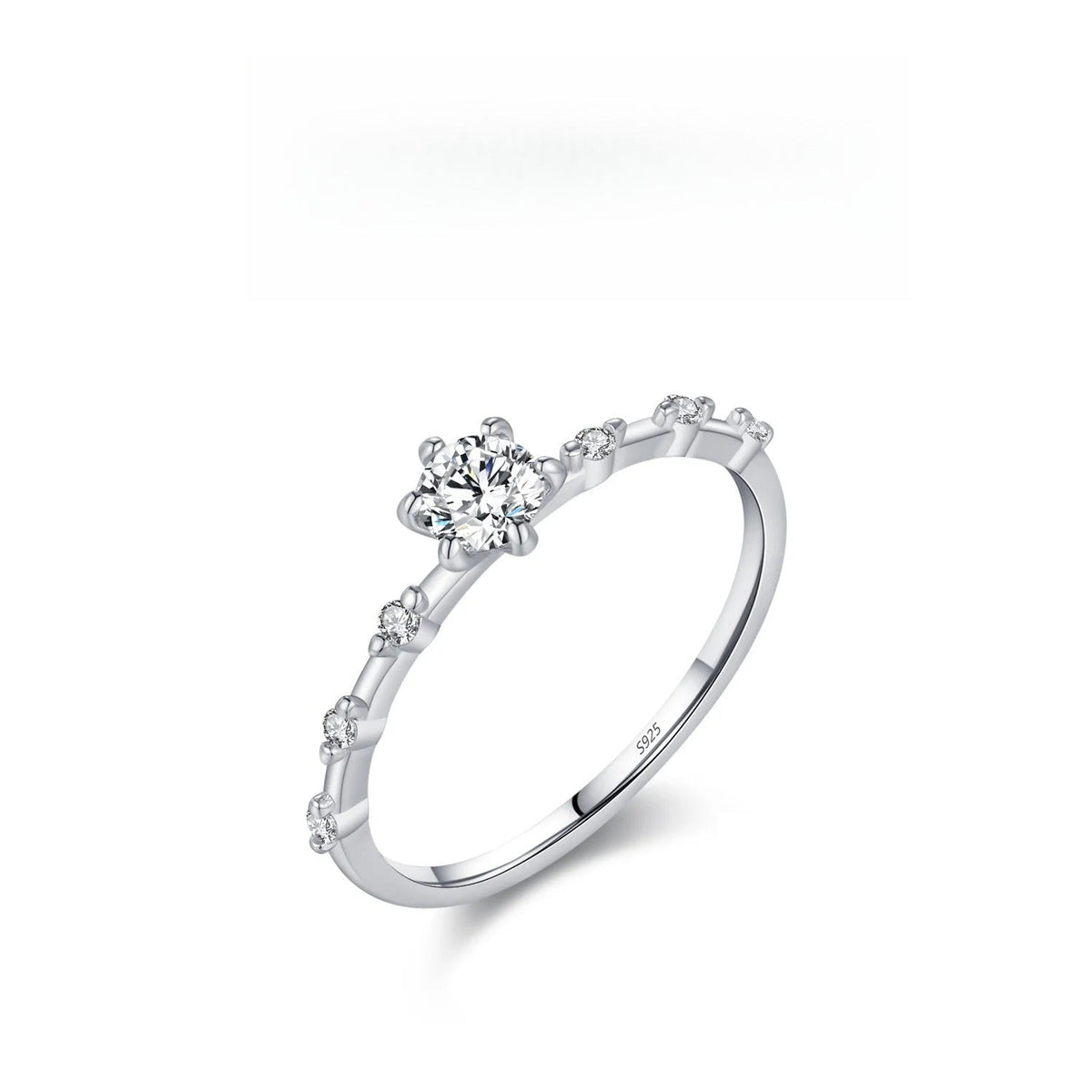 Geometric D-Color VVS1 Moissanite Accent Engagement Ring in Sterling Silver – Stackable or Statement Finger Ring for Women