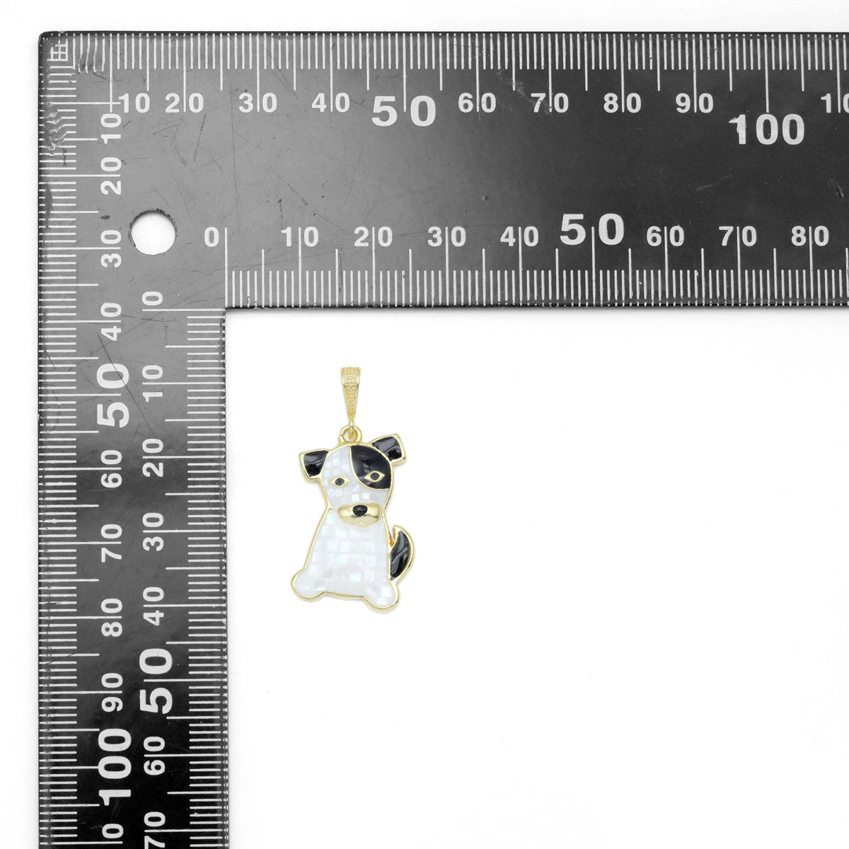 Black White Mother of Pearl Dog Charm Pendant, Sku#WL17
