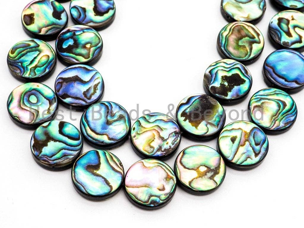 8mm/10mm/12mm/14mm Natural Abalone Flat Coin Shell beads, Wholesale Gemstone Beads, Round Smooth Coin Abalone Beads, 16inch strand,SKU#R2
