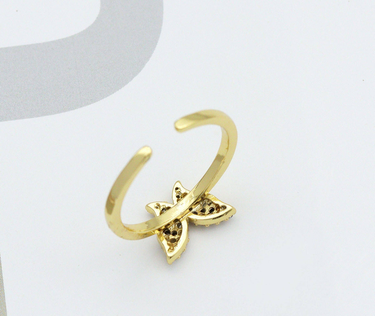 CZ Butterfly Adjustable Ring, Sku#LD225