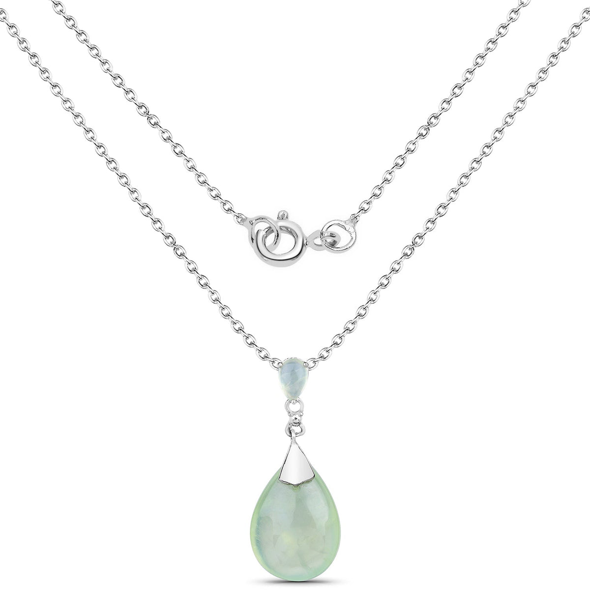 11.92 Carat Genuine Prehnite .925 Sterling Silver Pendant