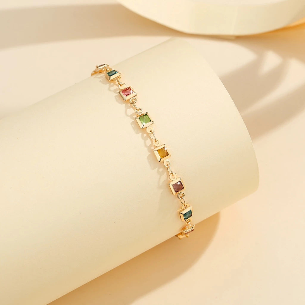 Multicolor Micro-Set Rainbow Zircon Bracelet