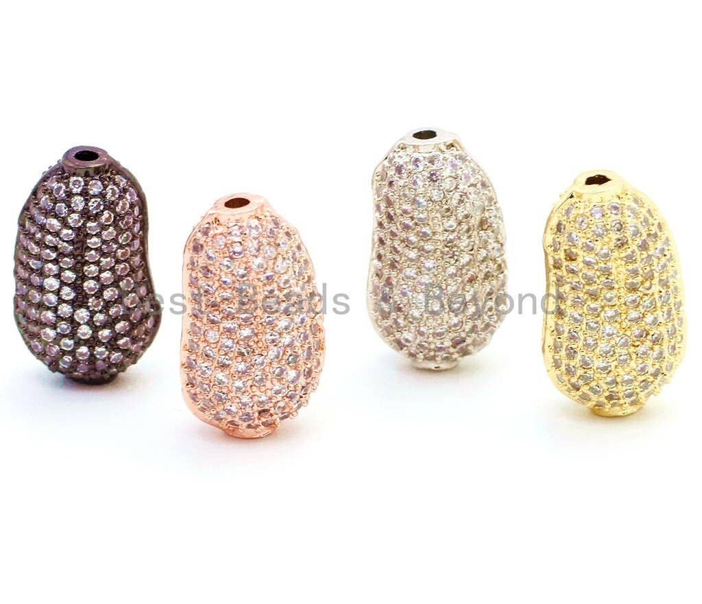 CZ Micro Pave Bean Oval Beads with Clear Crystal for Bracelet/Necklace, Cubic Zirconia Spacer Beads,15x11x6mm, sku#G23C0