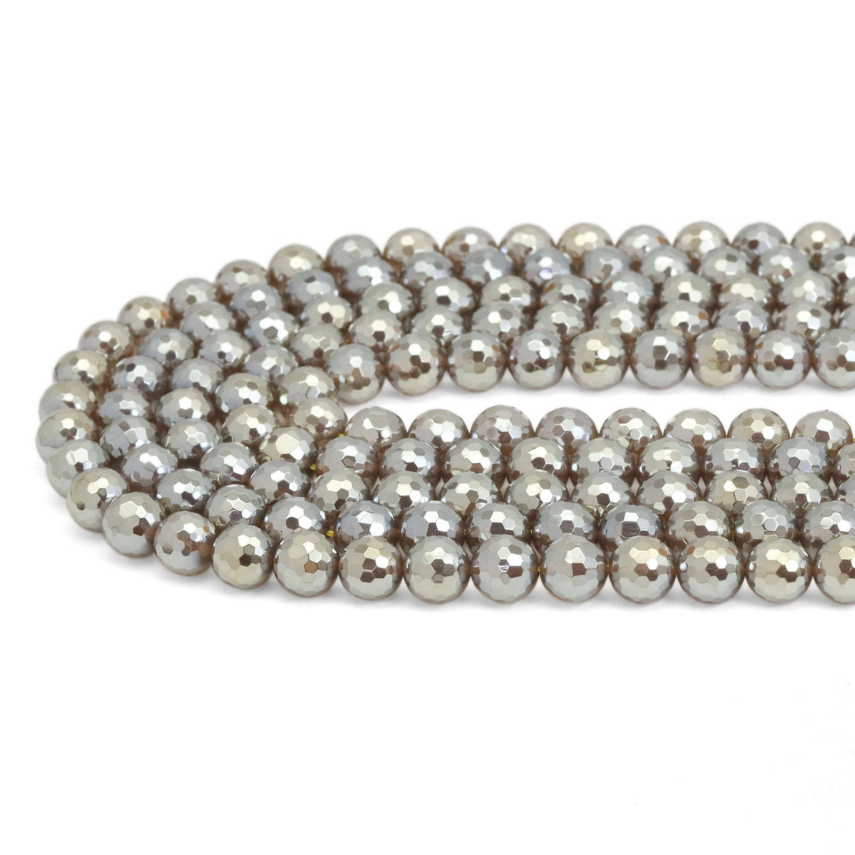 Mystic Champaign Agate Round Faceted Beads, Sku#UA317c