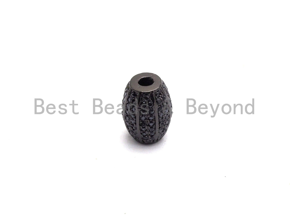 Black CZ Pave On Black Micro Pave Oval Spacer Beads Crystal for Bracelet/Necklace, Cubic Zirconia Beads, 10x13mm, sku#G414