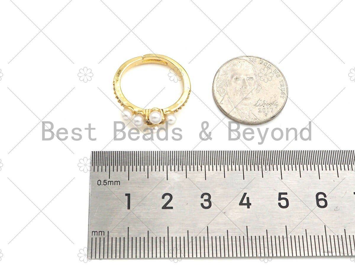 White Pearl Cross Open Ring, Sku#LD82