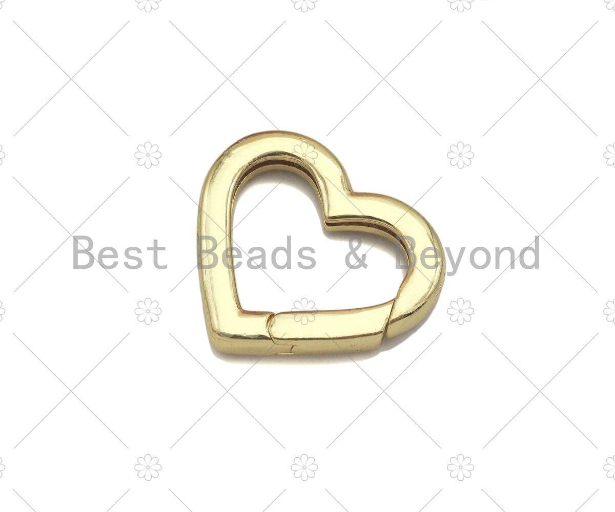 CZ Pave Heart Clasp, 18K Dainty Gold Carabiner Clasp, Snap Clip Trigger Clasp, Spring Buckle Clasp , 25x22mm,Sku#LD65