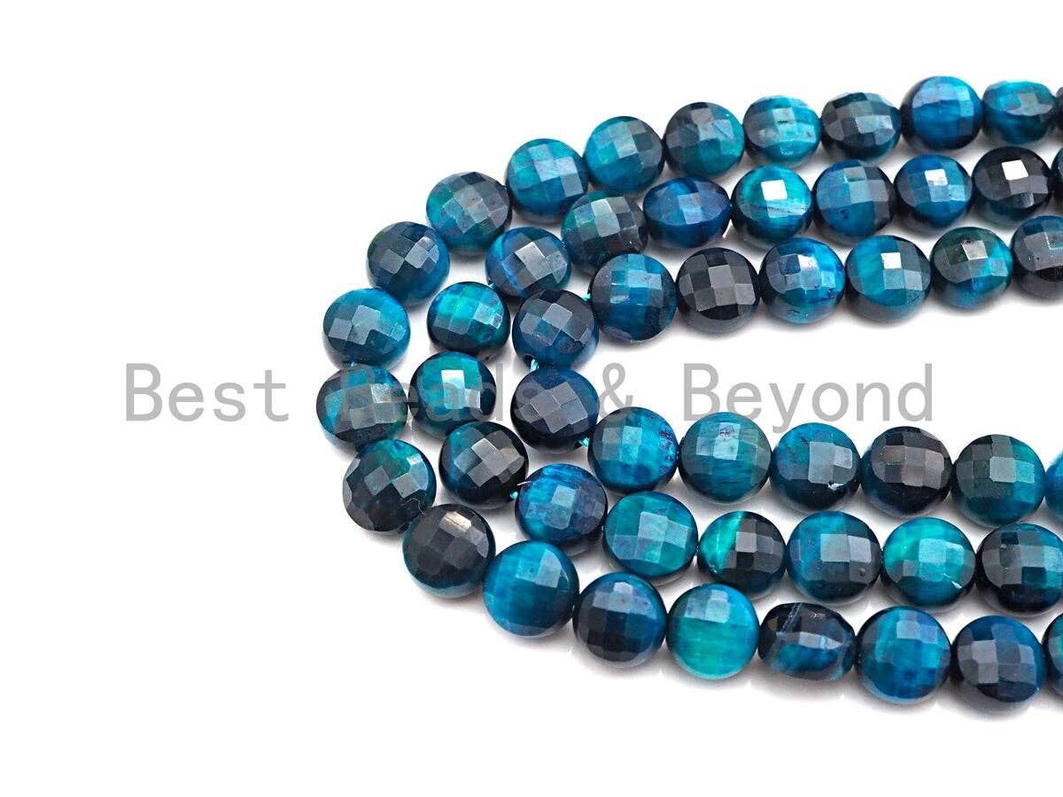 Double Sided Turtle Shell Cut Natural Tiger Eye Coin Shape beads, 6mm/8mm/10mm Button Shape Tiger Eye Beads, 16" Full strand, Sku#UA20