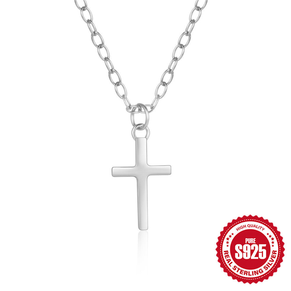 Minimalist S925 Sterling Silver Instagram-Style Scenic Surface Classic Cross