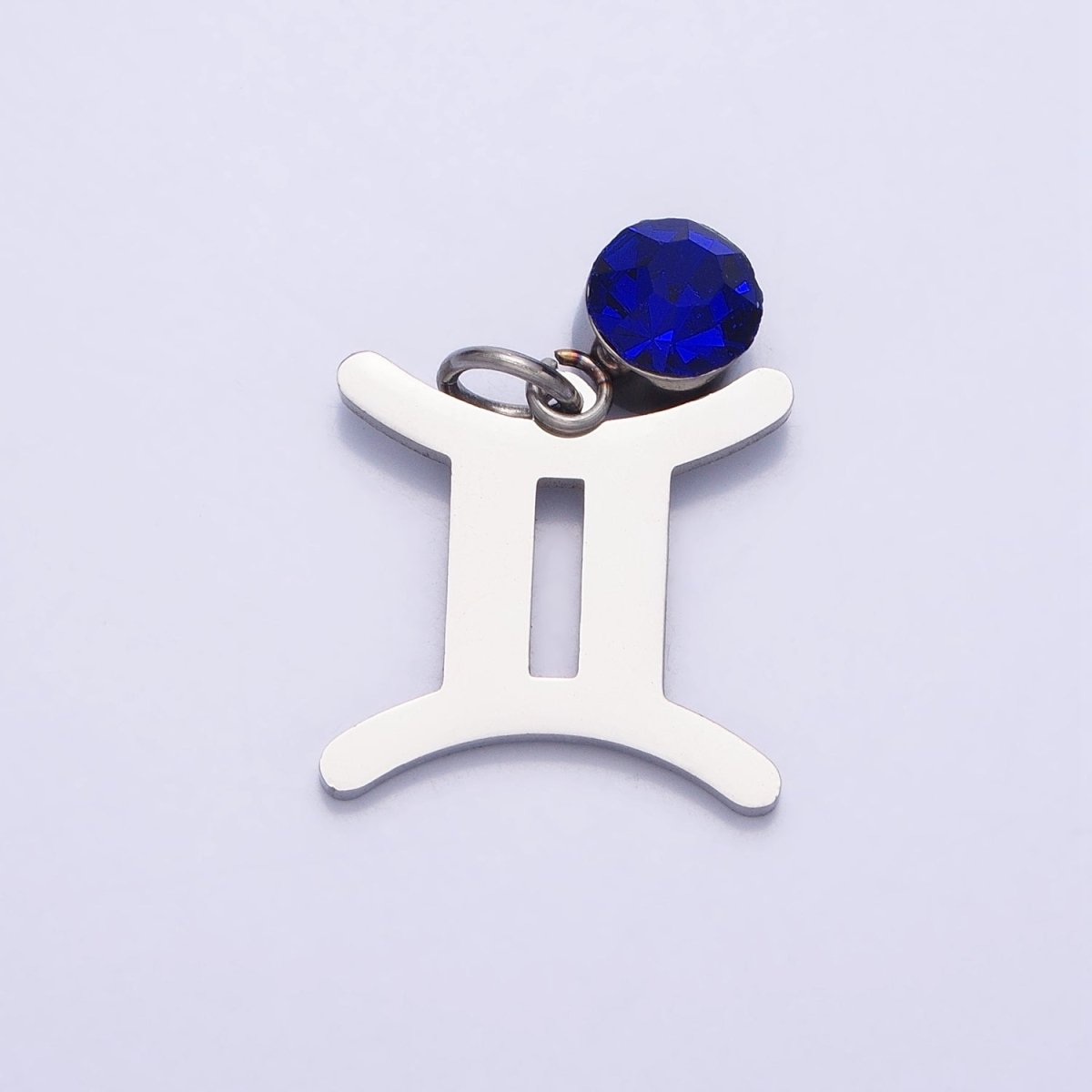 Add on Charm Stainless Steel Zodiac Astrological Signs Birthstone CZ Month Personalized Charm in Silver | A-A1403-A-A1408