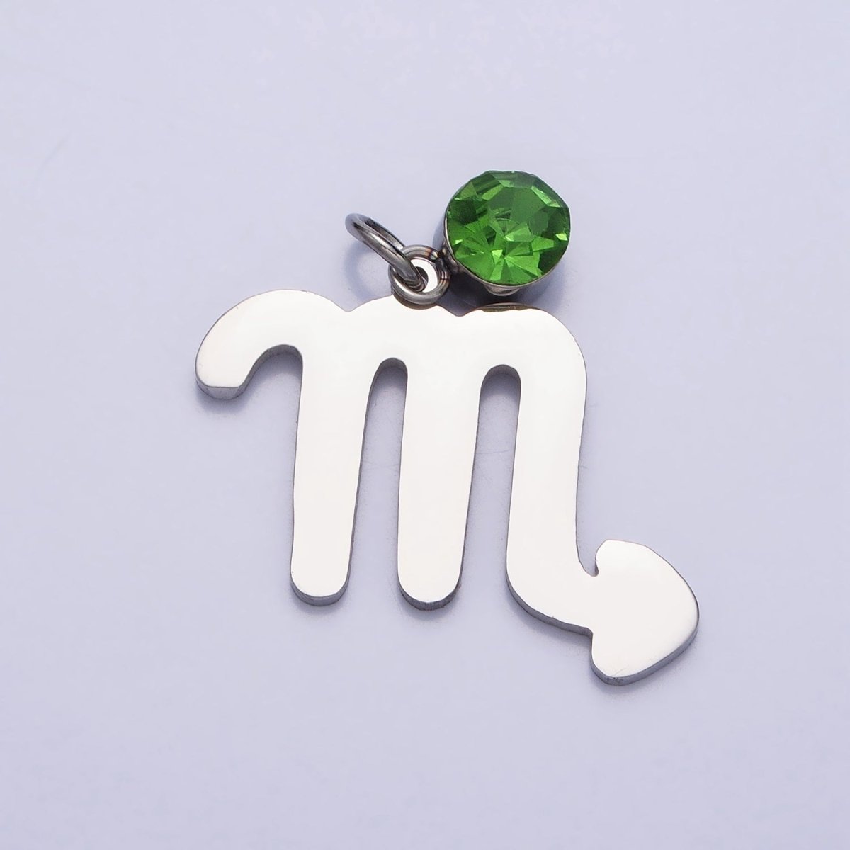 Add on Charm Stainless Steel Zodiac Astrological Signs Birthstone CZ Month Personalized Charm in Silver | A-A1403-A-A1408