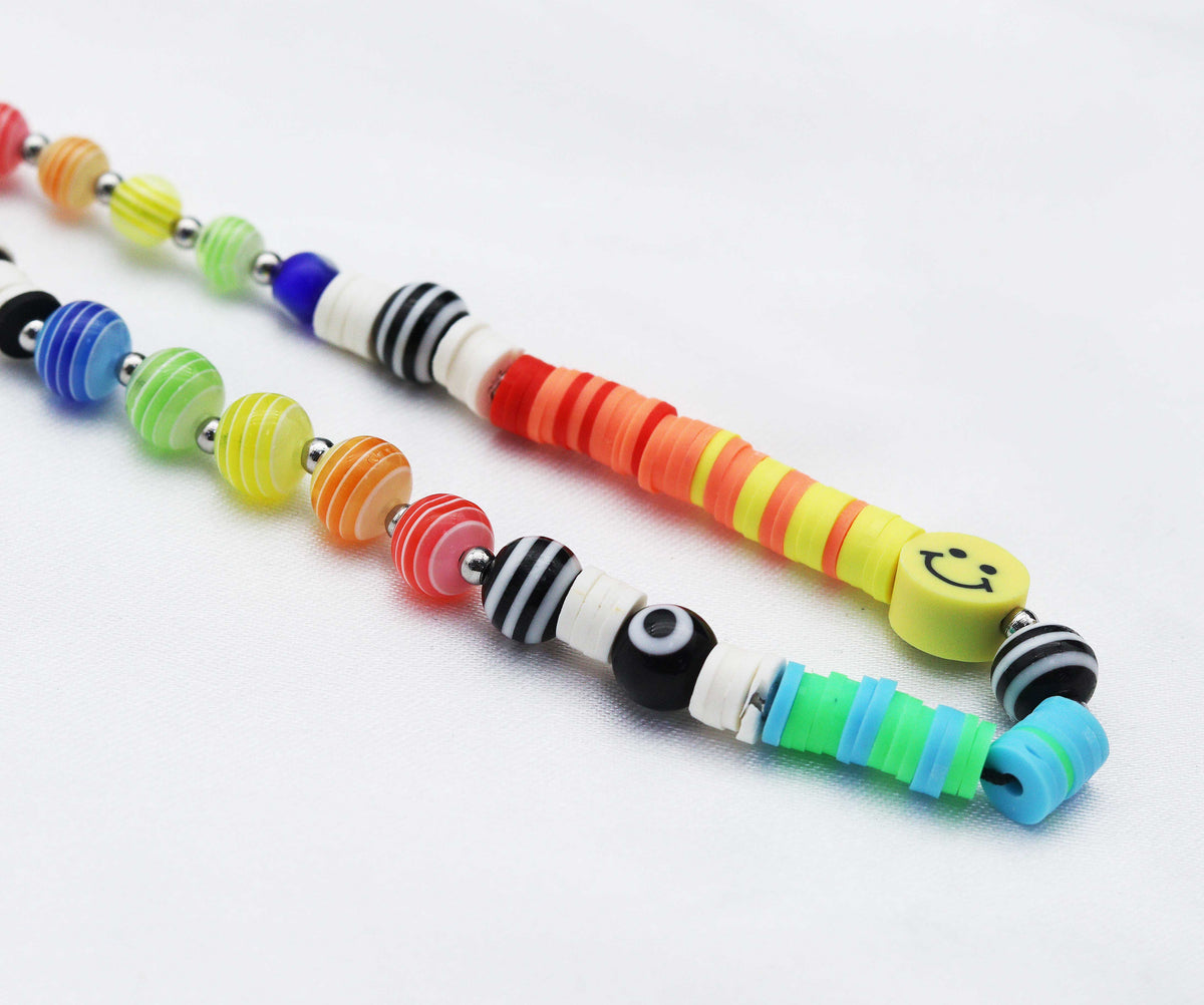 Happy Face Mixed color beads Phone Chain, Key Chain, sku#O110