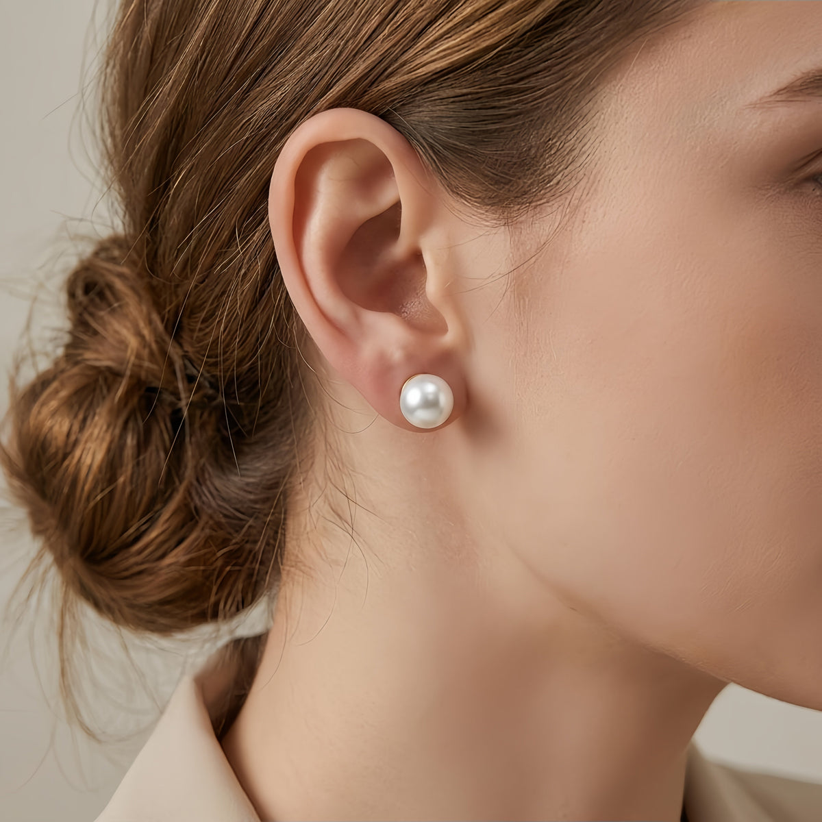 925 Sterling Silver Elegant White Pearl Stud Earrings Featuring S925 Sterling Silver Backings