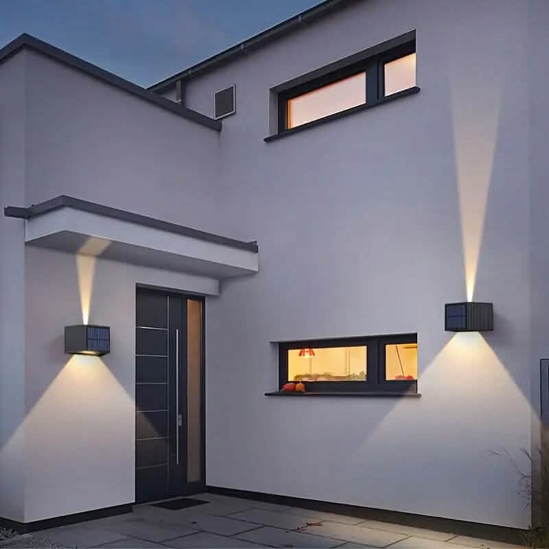 Adjustable Beam Solar Wall Sconce Outdoor Light with 140 Lumens