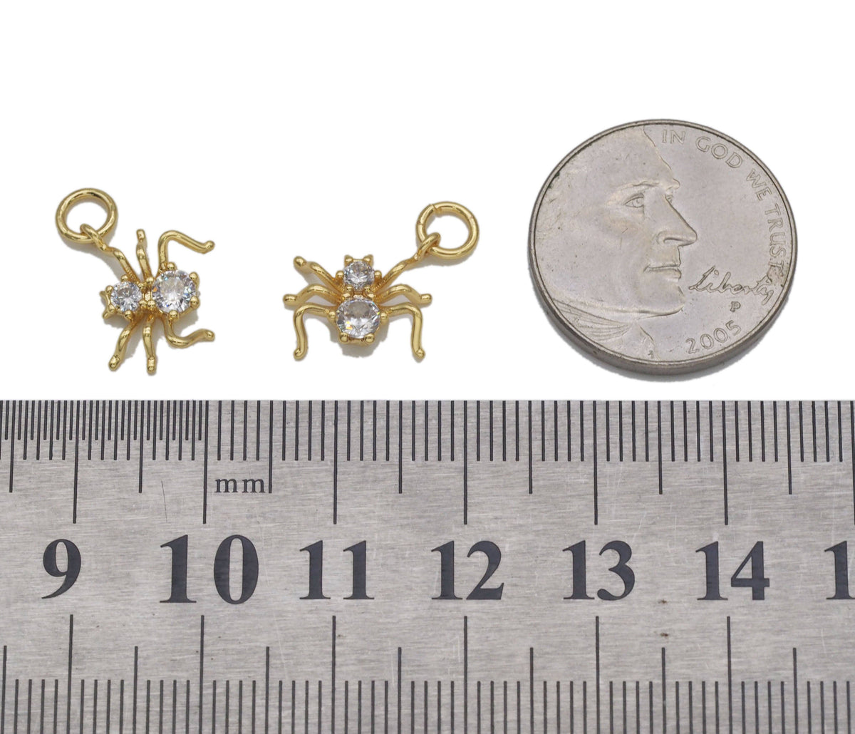Gold CZ Spider Charm, Sku#B220
