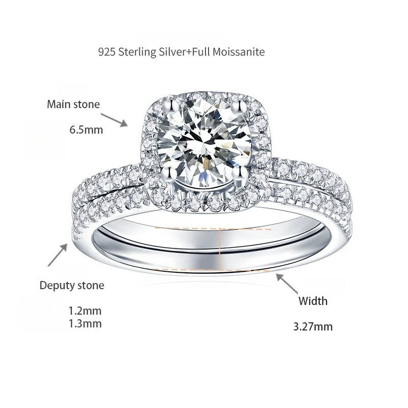 Stackable Square Band Ring with Moissanite Accent – 925 Sterling Silver Plated in 18K Gold