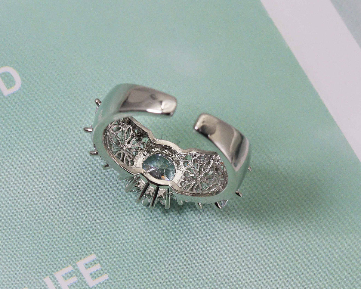 CZ Round Adjustable Ring, Sku#B170