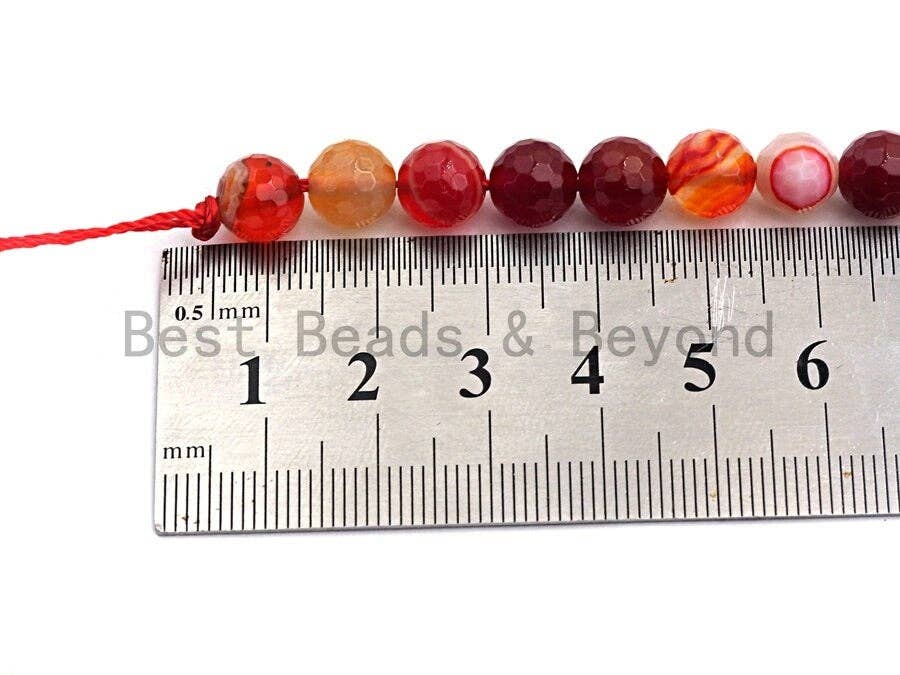 High Quality Faceted Red Banded Agate beads, 6mm/8mm/10mm/12mm Orange Agate Gemstone beads, Natural Agate Beads, 15.5inch strand, SKU#U456