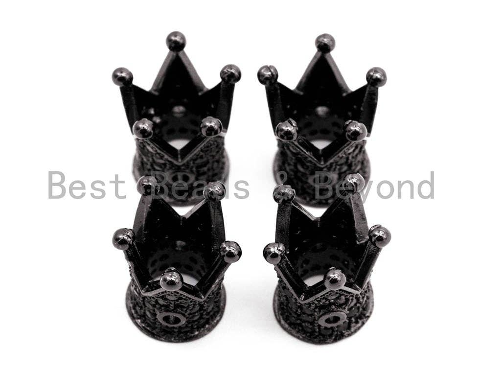 Black CZ Pave On Black Royal Crown Micro Pave Beads, Cubic Zirconia Crown Spacer Beads, Pave Beads, 10x7mm, sku#G319